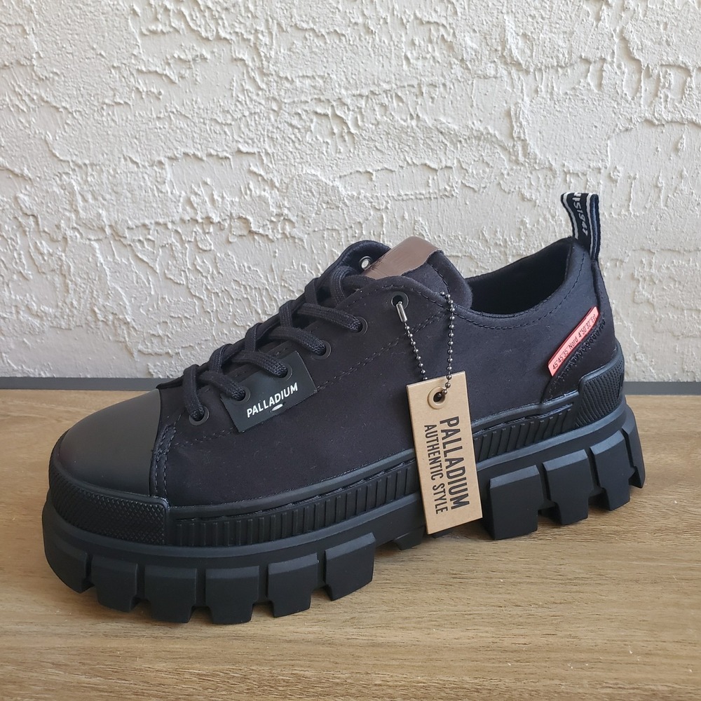 Palladium Revolt Lo TX Platform Boots Women 8.5 Black Canvas Chunky Gorpcore Y2K